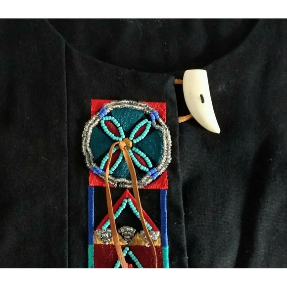 Vtg 70's Rafia Studio Western Jacket Large Native American Style Beaded Shells - Picture 8 of 9